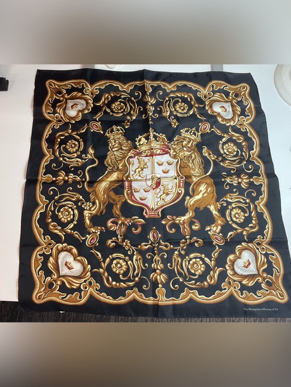 Metropolitan Museum of Art Black and Gold Decorative Scarf